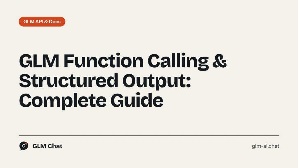 GLM function calling loop: tools schema, tool_calls, tool results and a final answer, plus JSON mode